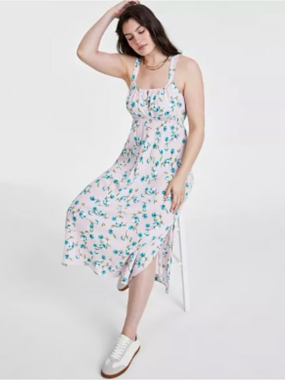 Summer Dress Floral Flowy On 34th Pink Size M